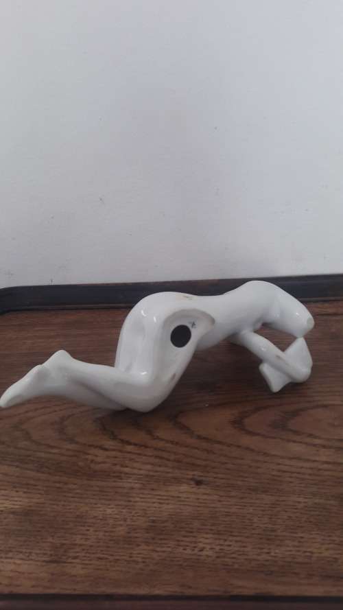 Midcentury modern porcelain nude figurine Royal Dux Czechoslovakia 1960's