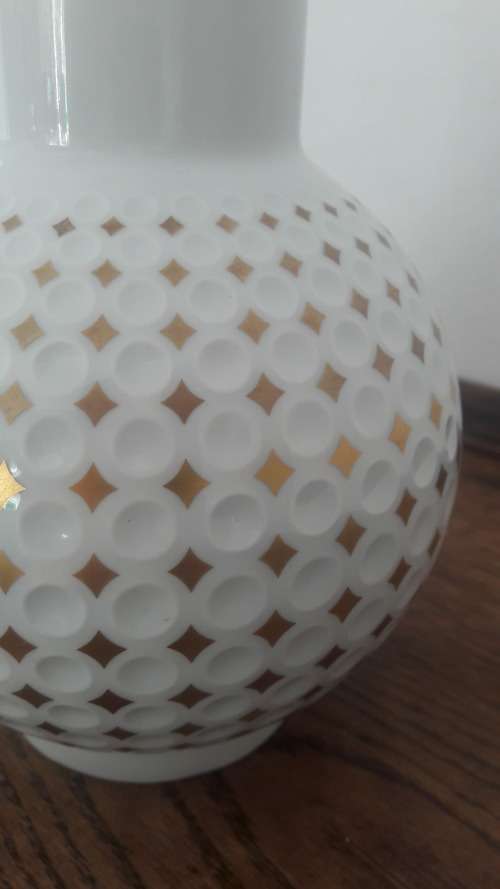 Collectible Arzberg Midcentury Modern porcelain vase white with gilt accents circa 1970's