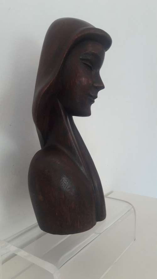 Art Deco hand carved wooden bust circa 1930`s