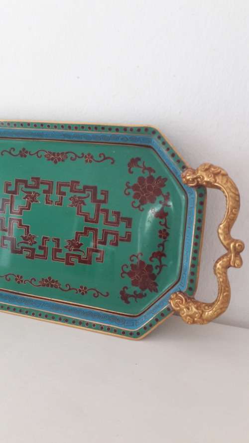 Antique Chinese cloisonne enamel tray late  Qing Dynasty early 20th Century