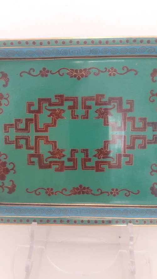 Antique Chinese cloisonne enamel tray late  Qing Dynasty early 20th Century