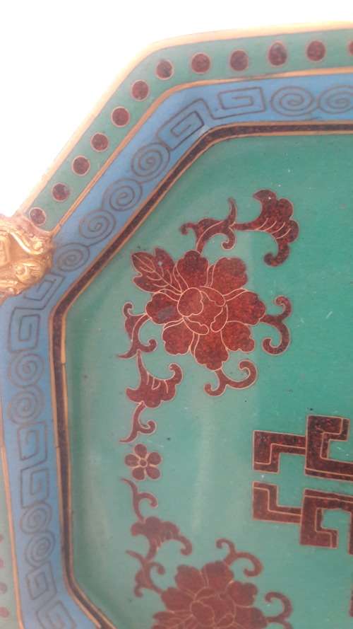 Antique Chinese cloisonne enamel tray late  Qing Dynasty early 20th Century