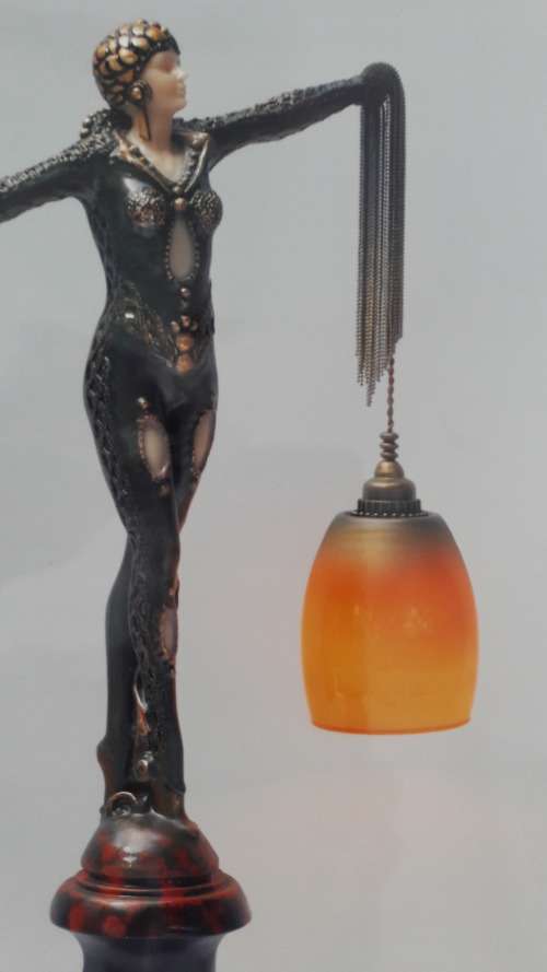 Large Art Deco style figural lamp with sensual female figure