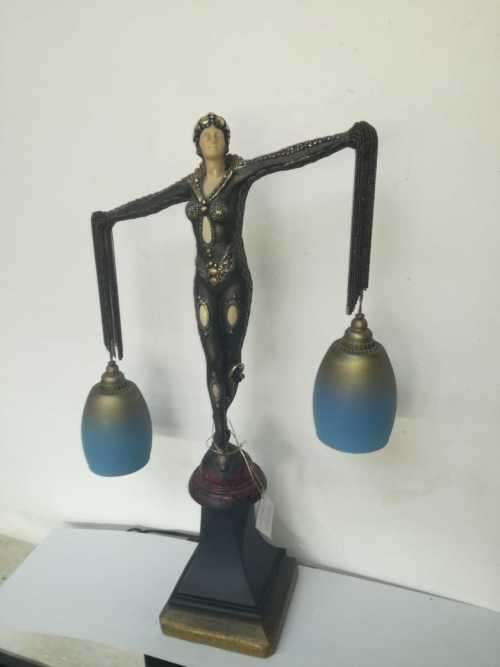 Large Art Deco style figural lamp with sensual female figure