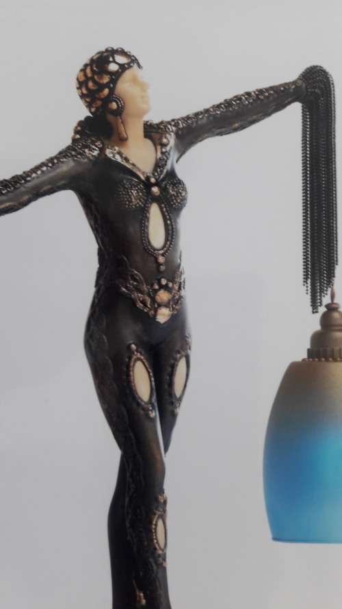 Large Art Deco style figural lamp with sensual female figure