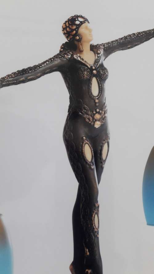 Large Art Deco style figural lamp with sensual female figure