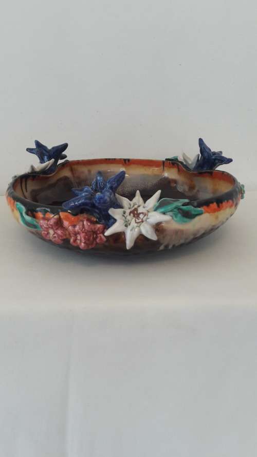 Collectible Midcentury Modern large German majolica bowl circa 1950`s