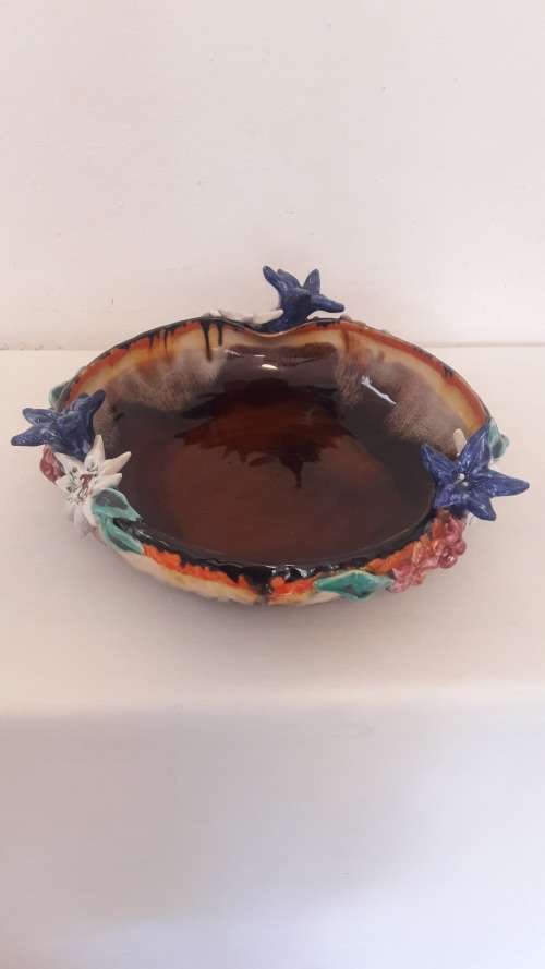 Collectible Midcentury Modern large German majolica bowl circa 1950`s