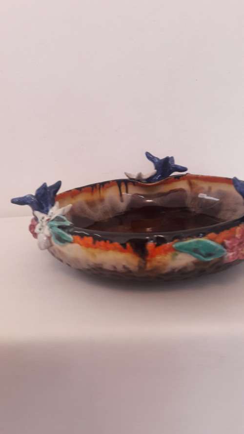 Collectible Midcentury Modern large German majolica bowl circa 1950`s