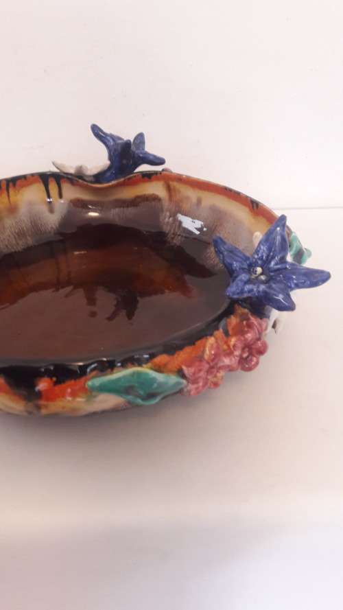 Collectible Midcentury Modern large German majolica bowl circa 1950`s