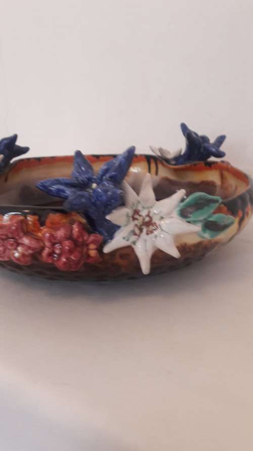 Collectible Midcentury Modern large German majolica bowl circa 1950`s
