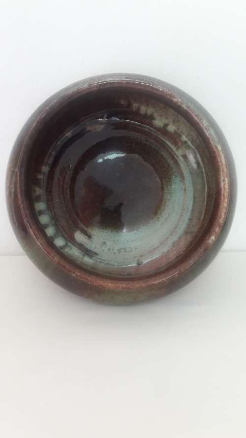 Linn Ware ceramic bowl  with mottled transmutation glaze circa 1940's