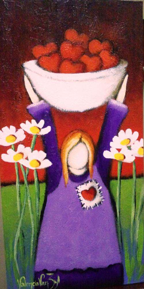 Acrylic Painting full of color! Canvas on board 25 cm x 51 cm  !!!!