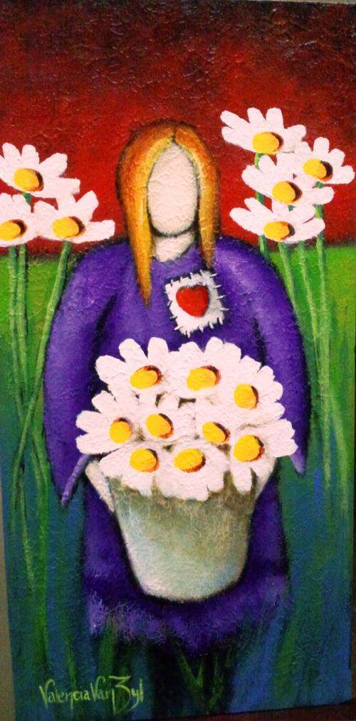 Acrylic Painting full of color! Canvas on board - 25cm x 51cm