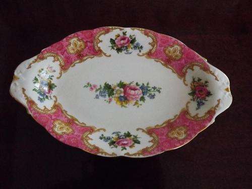 RARE ROYAL ALBERT 'LADY CARLYLE '  OVAL TRAY/DISH WITH HANDLES - IDEAL FOR COOKIES