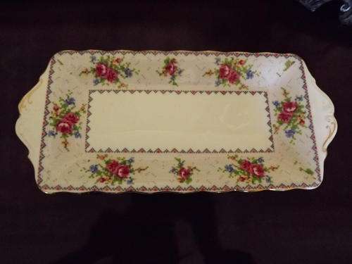 ANTIQUE ROYAL ALBERT PETITE POINT CHINA TAB HANDLED TRAY NO. 778876 Very rare & collectable !
