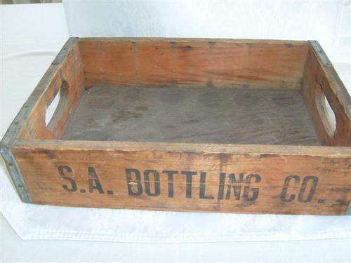 SA BOTTLING COMPANY ANTIQUE GLASS COOLDRINK BOTTLE CRATE FROM 1950's - in good condition