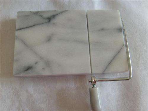 SOLID WHITE MARBLE CHEESE SLICER - WITH ORIGINAL BOX - NEVER BEEN USED