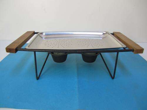 Fantastic Vintage Warming Tray with Wooden Handles!