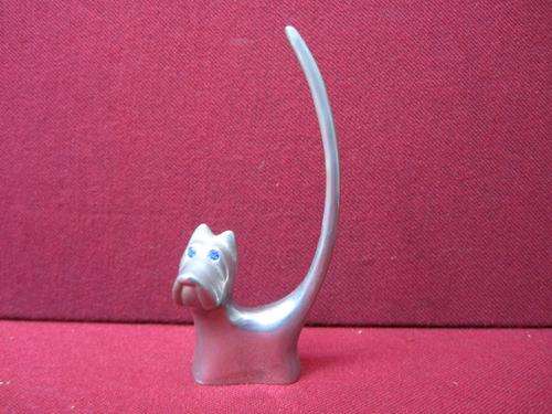 Gorgeous Vintage Silver Plated Scotty Dog Ring Holder with beautiful blue eyes! Got such character!