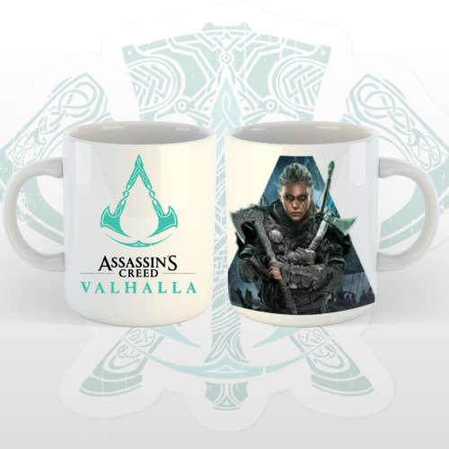 Assassin`s Creed Valhalla Mug with Female character.