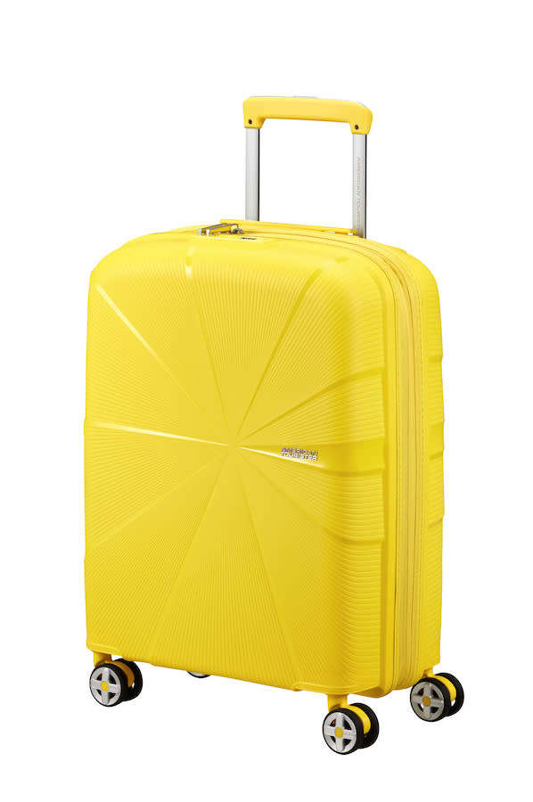 American Tourister StarVibe 55cm Expandable Spinner  Electric Lemon, TSA Lock, Cabin Size