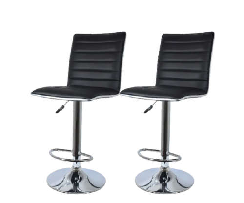 Bar Stool with Chrome Base- Black