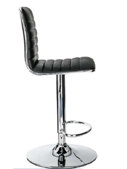 Bar Stool with Chrome Base- Black