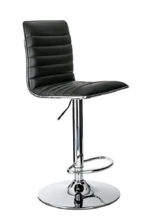 Bar Stool with Chrome Base- Black