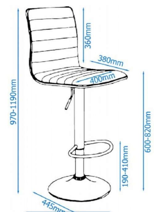 Bar Stool with Chrome Base- Black