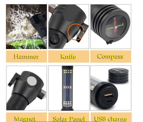 Solar powered Tactical Flashlight