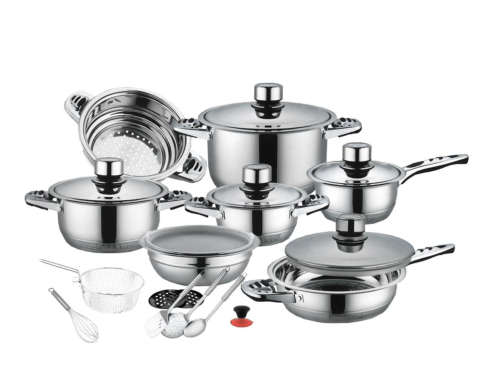 Leopard German Designed 16-Piece Stainless Steel Cookware Set