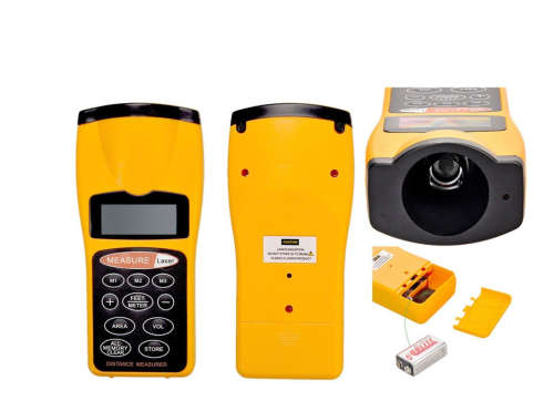 CP-3007 Digital LCD 18M Ultrasonic Laser Distance Meter  Yellow