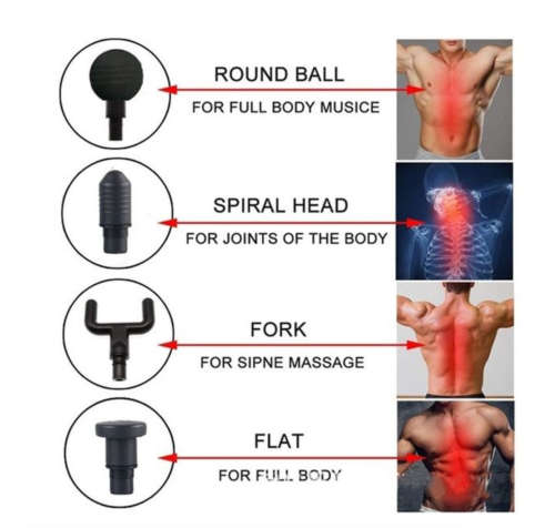 Muscle Pain Relief Fascial Body Massage Gun With 4 Massage Heads-HG-320 - Black or Red