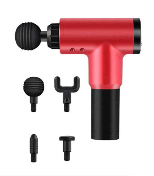 Muscle Pain Relief Fascial Body Massage Gun With 4 Massage Heads-HG-320 - Black or Red