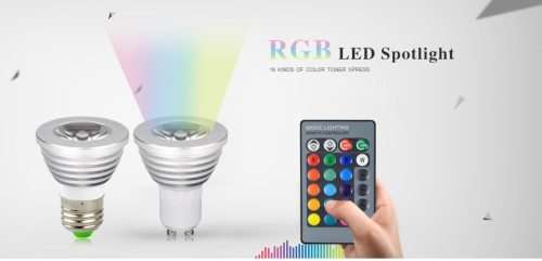 RGB lamp led E27 E14 GU10 GU5.3 85-265V RGB LED Bulb RGB Spotlight with 24Keys IR Remote Controller