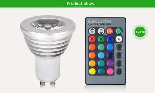 RGB lamp led E27 E14 GU10 GU5.3 85-265V RGB LED Bulb RGB Spotlight with 24Keys IR Remote Controller