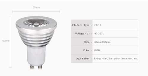 RGB lamp led E27 E14 GU10 GU5.3 85-265V RGB LED Bulb RGB Spotlight with 24Keys IR Remote Controller