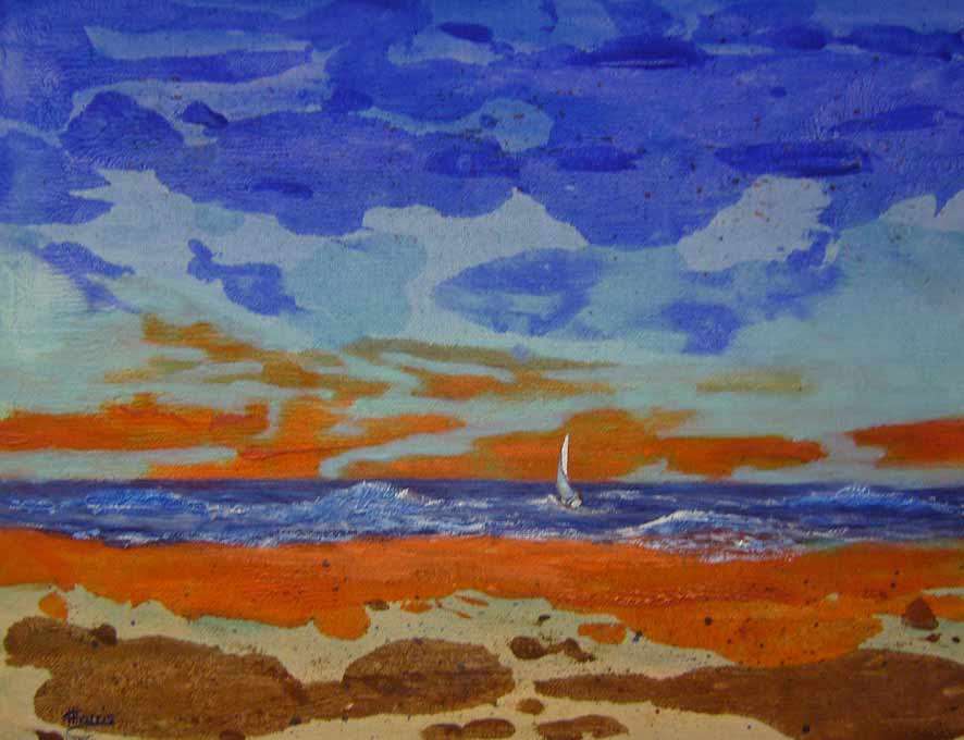 Evening Sail, acrylic on canvas board, 305 x 406 mm