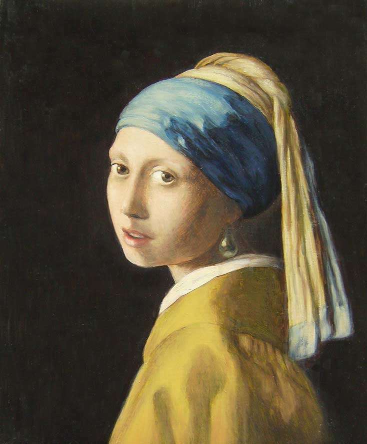 Girl with a Pearl Earring ( Vermeer copy),oil on prepared board, 325 x 260mm