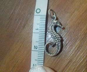 Sea horse charm - large sterling silver
