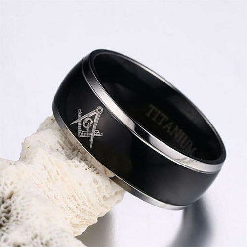 8mm Stainless Steel Masonic Ring Size 10
