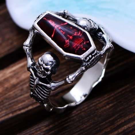 Skull and Coffin Ring, Size 9