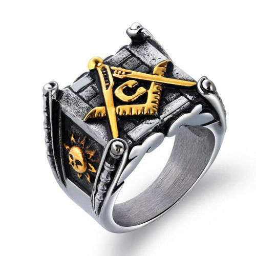 Masonic Stainless Steel Ring, Size 10