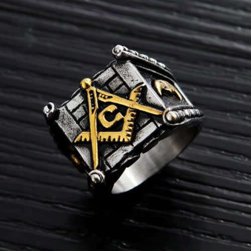 Masonic Stainless Steel Ring, Size 10