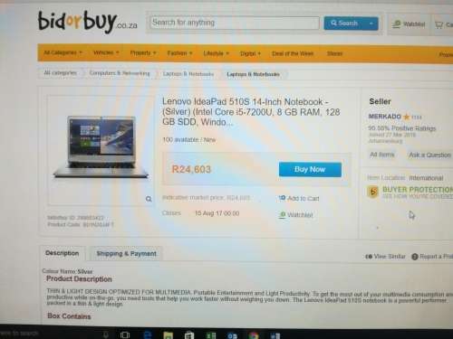 *Best laptop on Auction*R35000 RETAIL!*NEW 7TH GEN i7*Lenovo Ideapad 510S*i7-7500U*RADEON GRAPHICS*