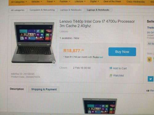 last! PRICE drop!!!!!!*1st bid takes!*AS NEW*LENOVO THINKPAD T440P*i7-4600M*8GB RAM*1000GB HDD*HD+
