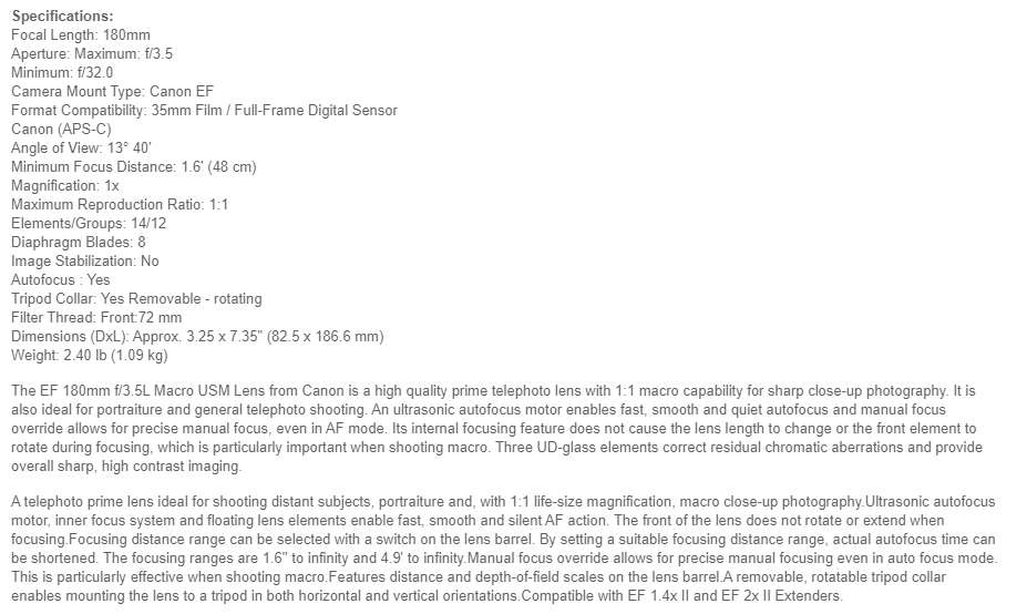 WOW!!!!CANON ULTRASONIC MACRO 180mm F3.5!!!*R20K+RETAIL*