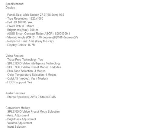 BRAND NEW*ASUS VP278QG GAMING MONITOR*27" FULL HD*R5500 RETAIL