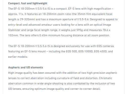 R10K RETAIL*MINT CONDITION*CANON EF-S 18-200MM*1:3.5-5.6 IS*STABILIZER*